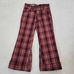 Vintage 70s Flared Plaid Pants kids 6/7